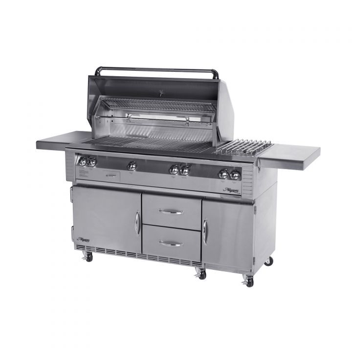 Alfresco 56″ Sear Zone Grill with Side Burner on Refrigerated Base