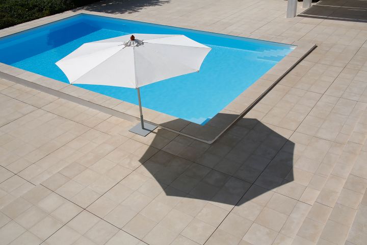 Barlow Tyrie 13' Pulley Lift Umbrella Poolside