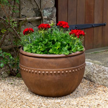 Campania Candy Kettle Planter Cast Stone