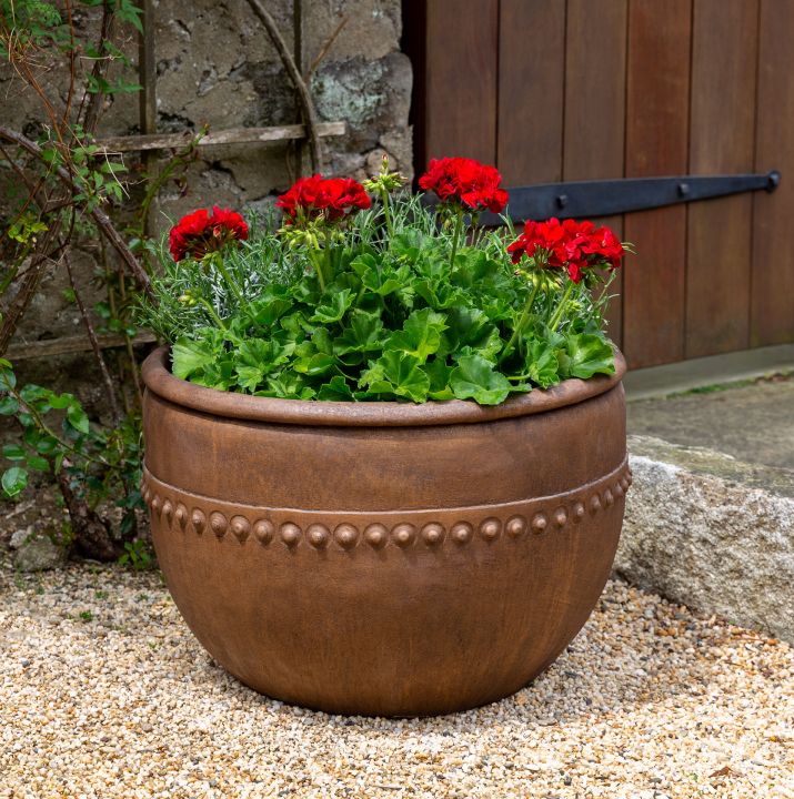 Campania Candy Kettle Planter Cast Stone