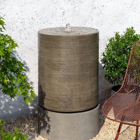 Campania Ribbed Cylinder Fountain Cast Stone