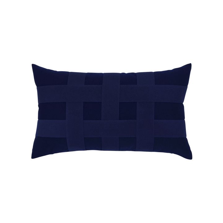 Elaine Smith Basketweave Navy Lumbar Pillow