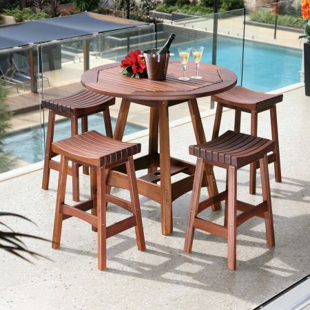Jensen Leisure Sunset Backless Stool shown with Capri Hi Dining Table
