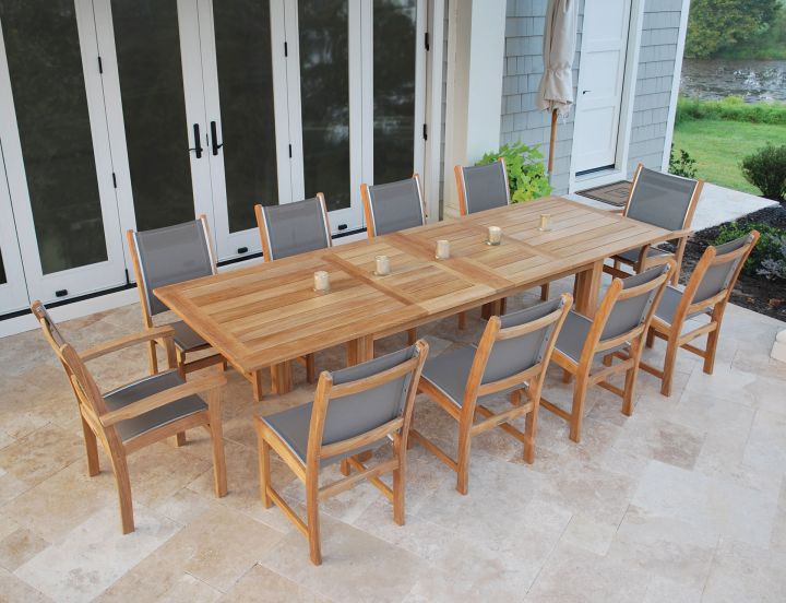 Kingsley Bate Hyannis Extension Table Fully Extended, Shown With St. Tropez Arm & Side Chairs