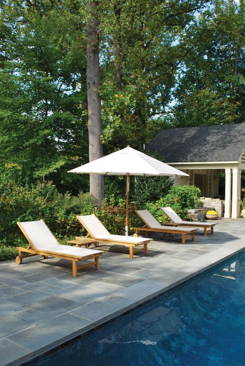 Kingsley Bate St.Tropez Chaises Poolside With Umbrella