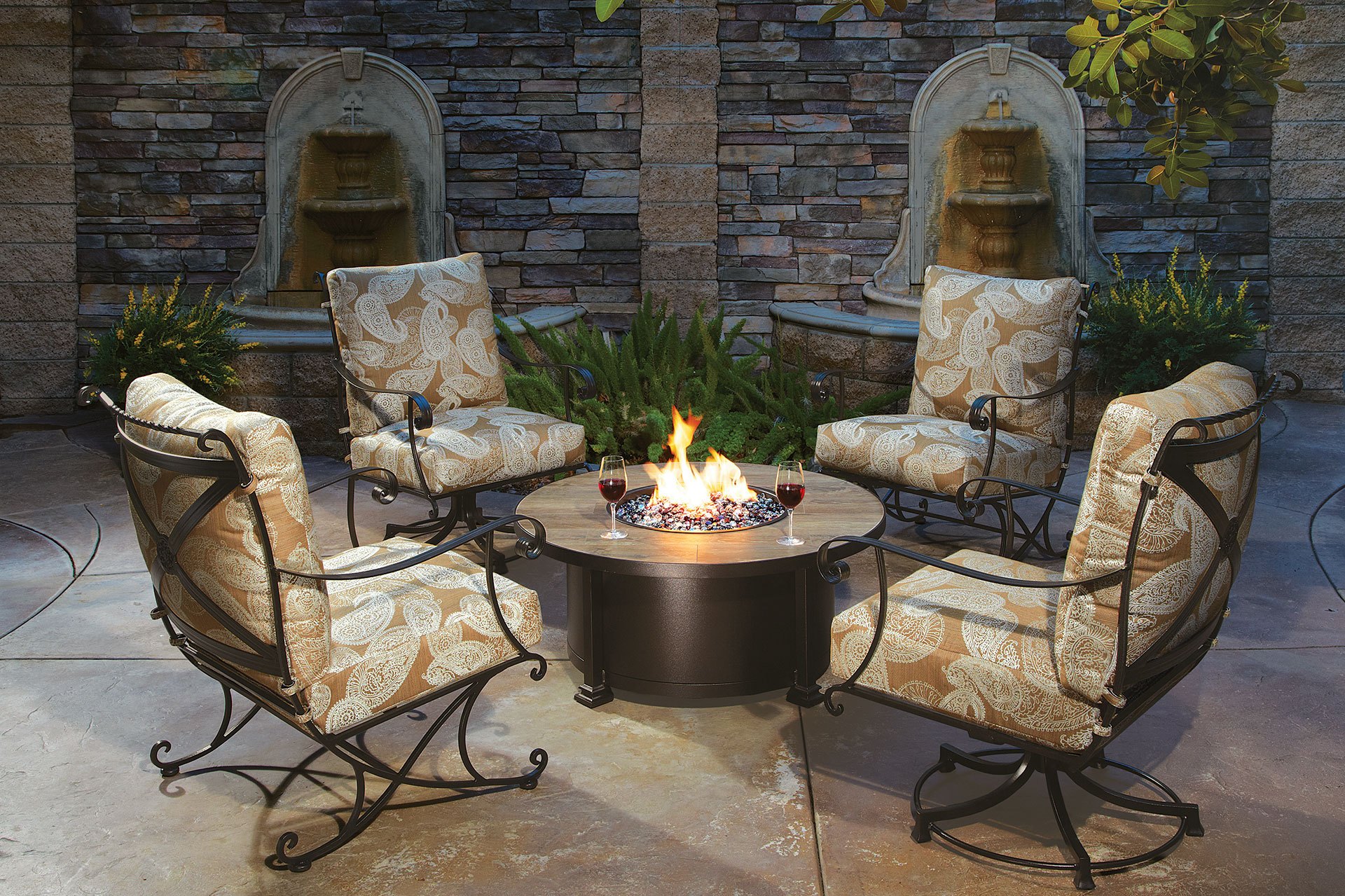 Ow Lee Casual Fireside 42 Round, Santorini Fire Pit Table