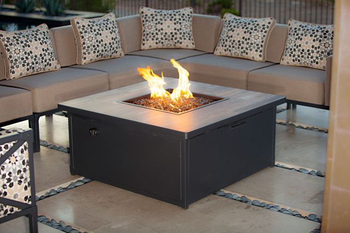 OW Lee Casual Fireside 42" Square Creighton Occasional Height Fire Pit