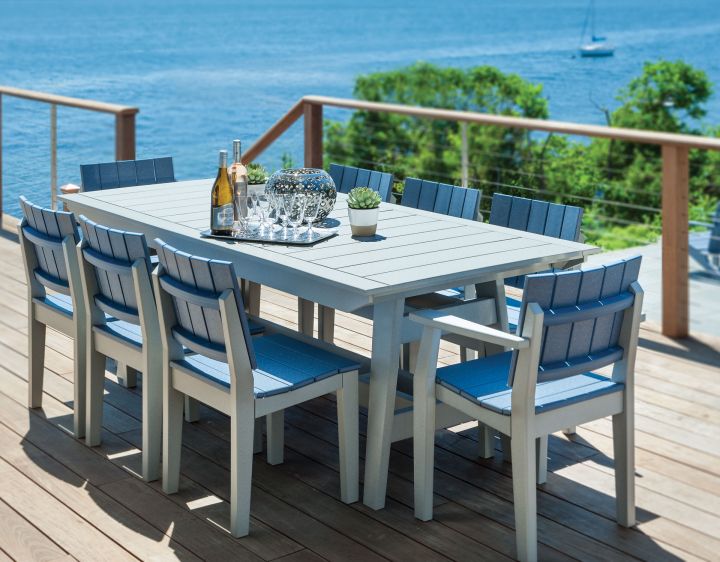 Seaside Casual Mad Fusion Gray And Slate 9 Piece Dining Set